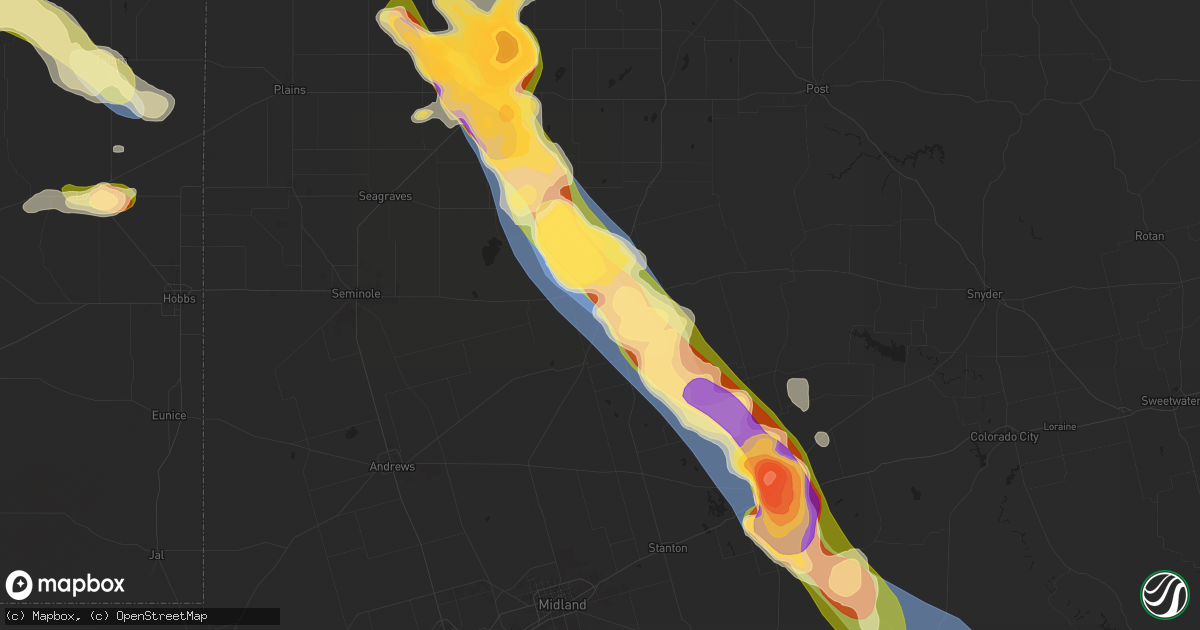 Hail map in Lamesa, TX on May 29, 2025
