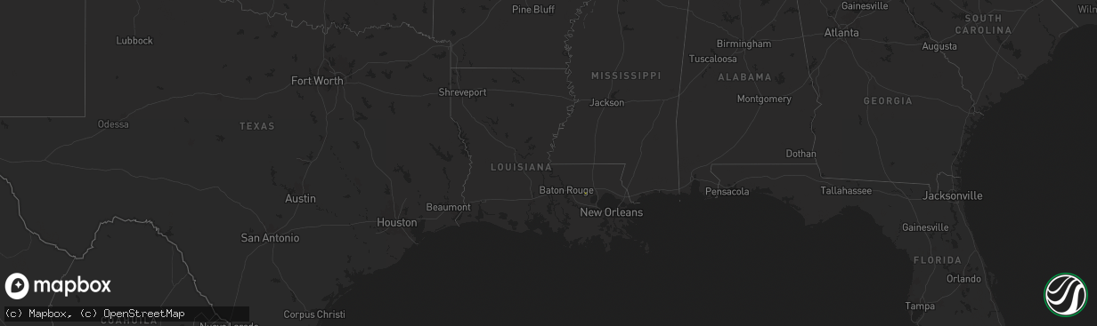 Hail map in Louisiana on May 29, 2025