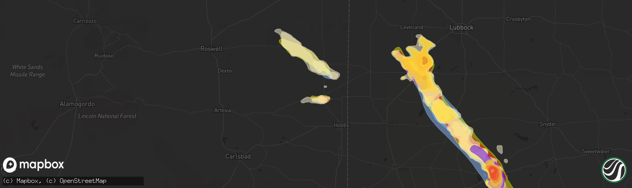 Hail map in Lovington, NM on May 29, 2025