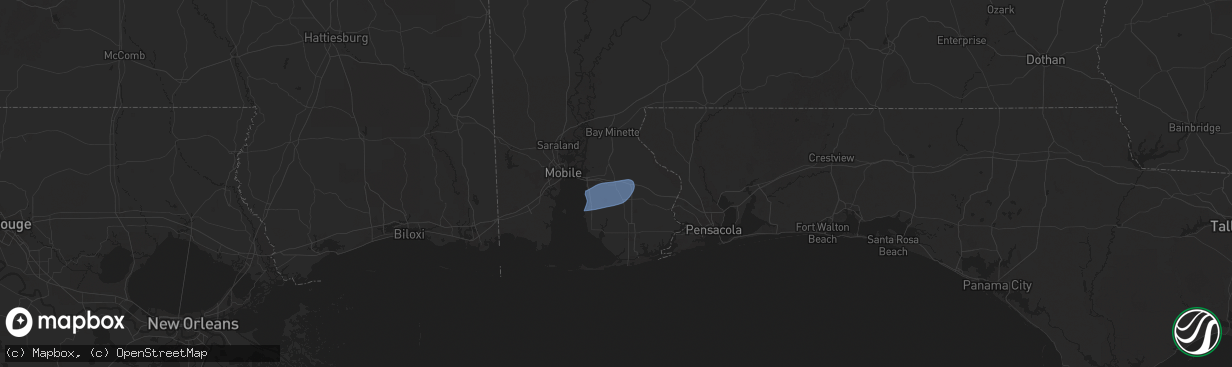 Hail map in Loxley, AL on May 29, 2025