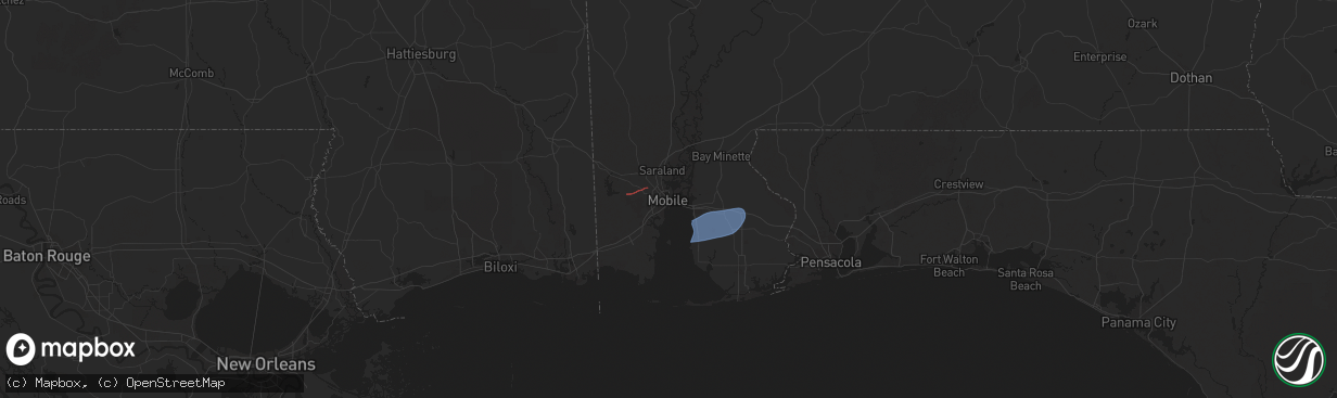 Hail map in Mobile, AL on May 29, 2025