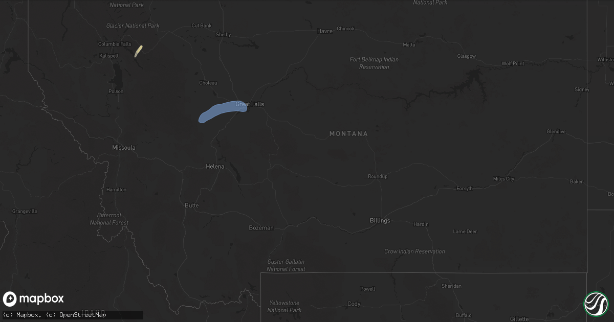 Hail map in Montana on May 29, 2025