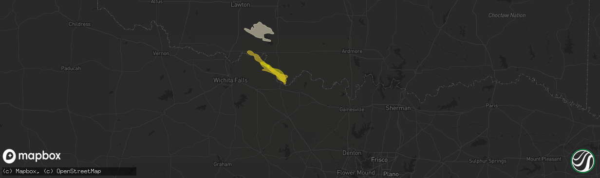 Hail map in Nocona, TX on May 29, 2025