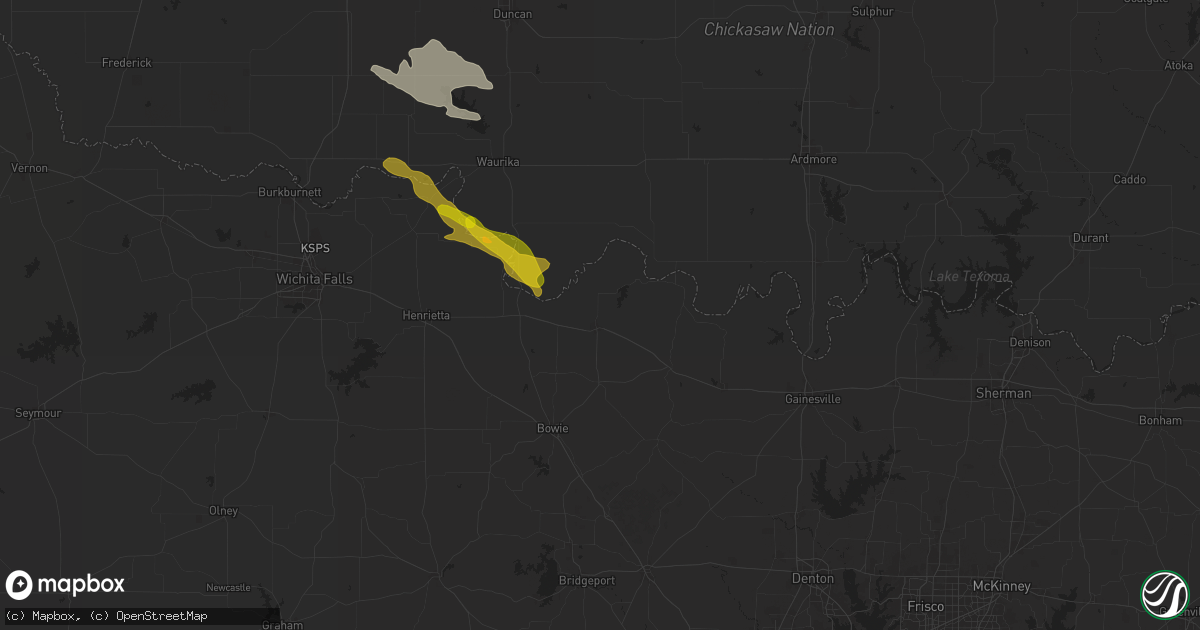 Hail map in Nocona, TX on May 29, 2025