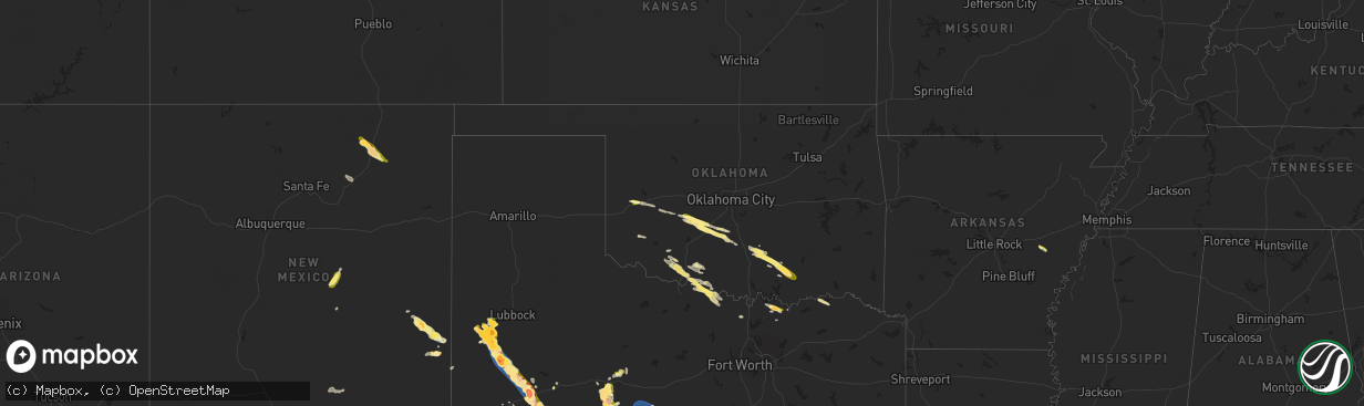 Hail map in Oklahoma on May 29, 2025