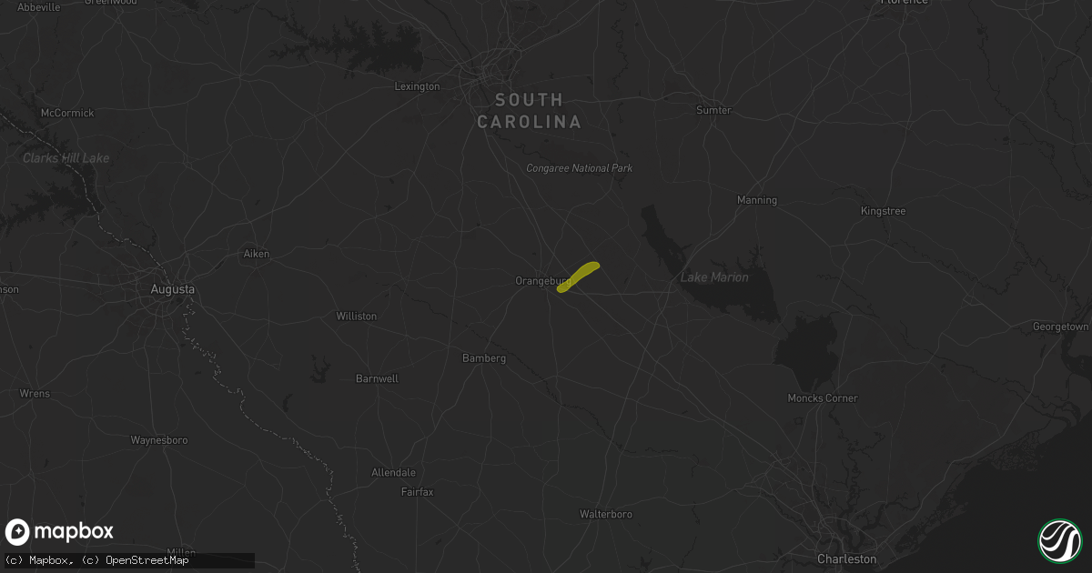 Hail map in Orangeburg, SC on May 29, 2025