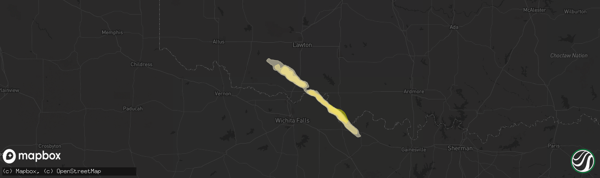 Hail map in Randlett, OK on May 29, 2025