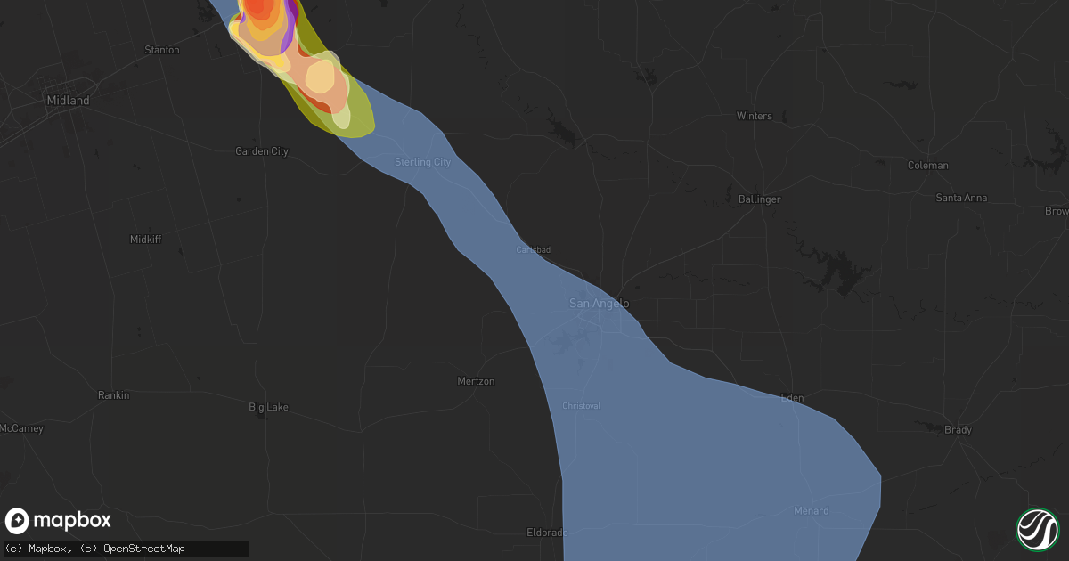 Hail map in San Angelo, TX on May 29, 2025