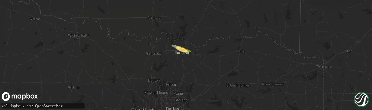 Hail map in Sherman, TX on May 29, 2025