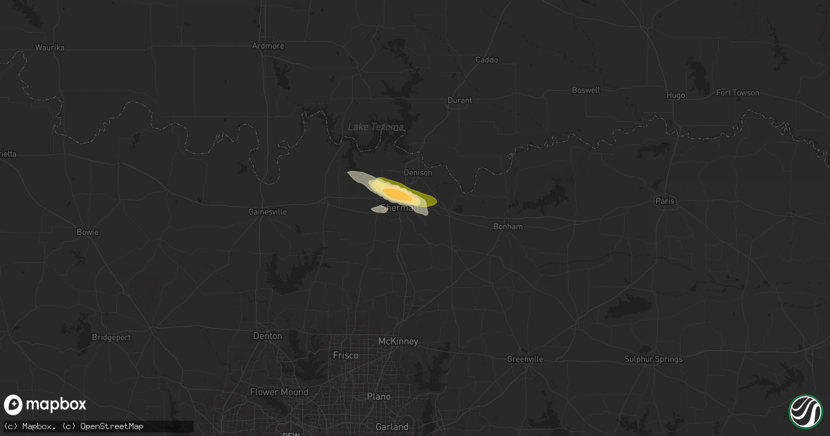 Hail map in Sherman, TX on May 29, 2025