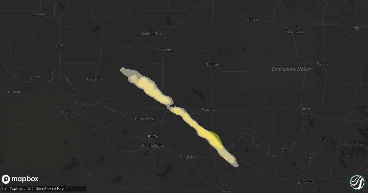 Hail map in Temple, OK on May 29, 2025