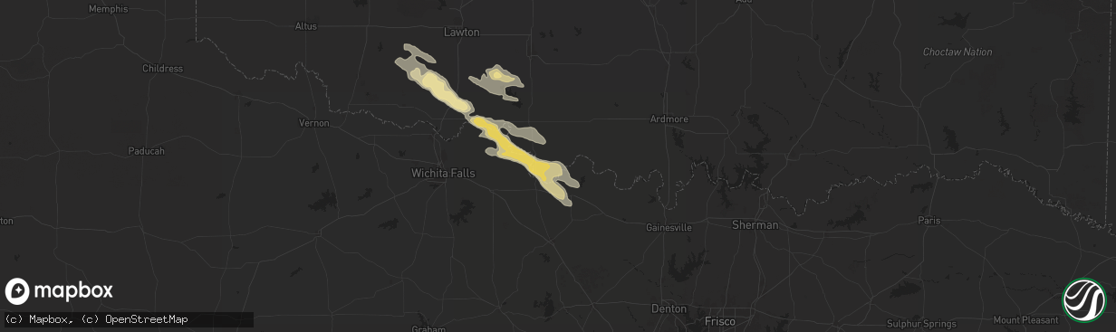 Hail map in Terral, OK on May 29, 2025