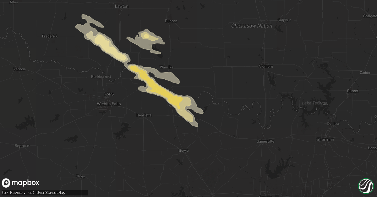 Hail map in Terral, OK on May 29, 2025