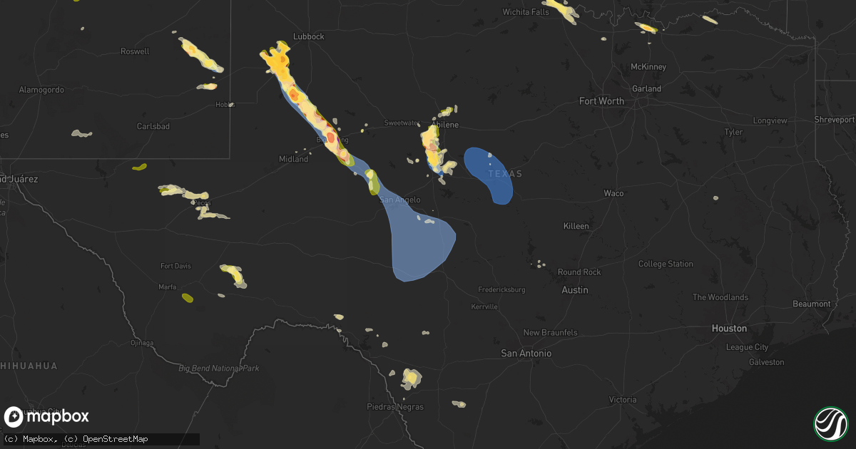 Hail map in Texas on May 29, 2025