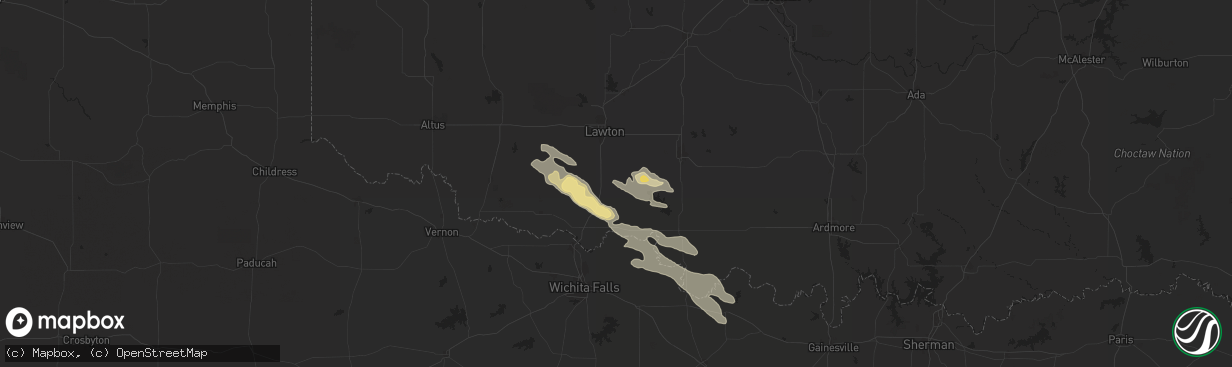 Hail map in Walters, OK on May 29, 2025