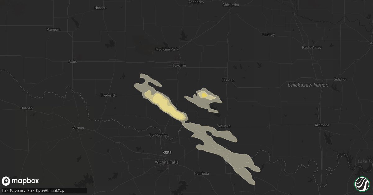 Hail map in Walters, OK on May 29, 2025