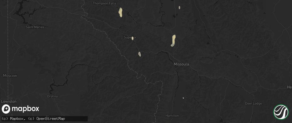 Hail map in Alberton, MT on May 29, 2026