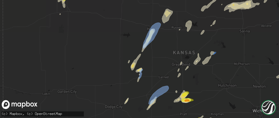 Hail map in Alexander, KS on May 29, 2026