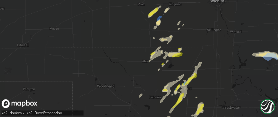 Hail map in Alva, OK on May 29, 2026
