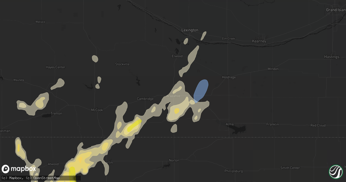 Hail map in Arapahoe, NE on May 29, 2026