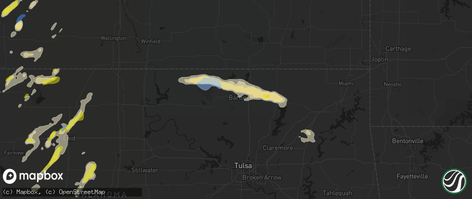 Hail map in Bartlesville, OK on May 29, 2026