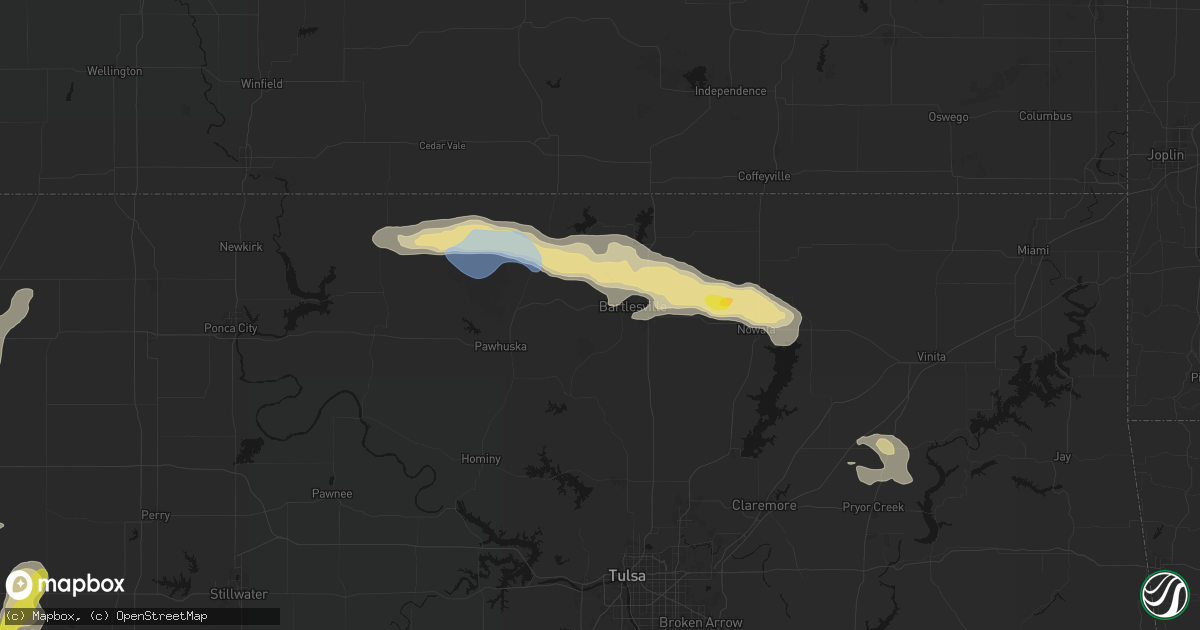 Hail map in Bartlesville, OK on May 29, 2026