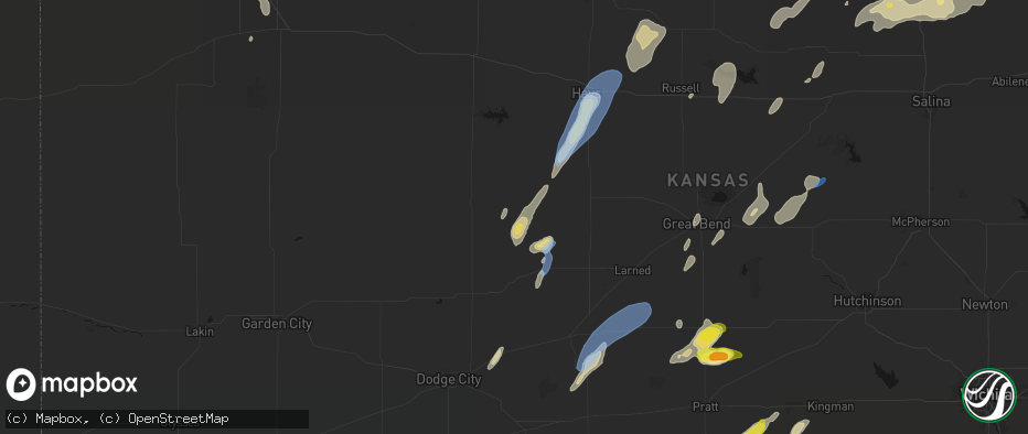 Hail map in Bazine, KS on May 29, 2026