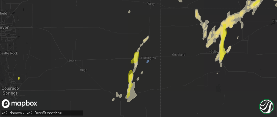 Hail map in Bethune, CO on May 29, 2026