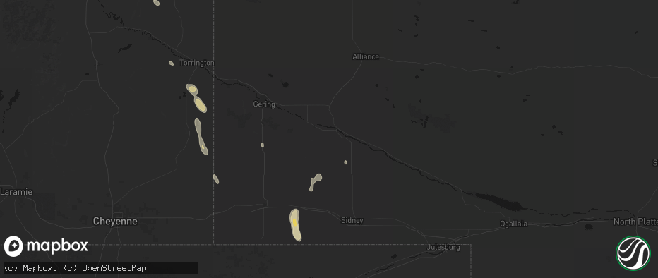 Hail map in Bridgeport, NE on May 29, 2026