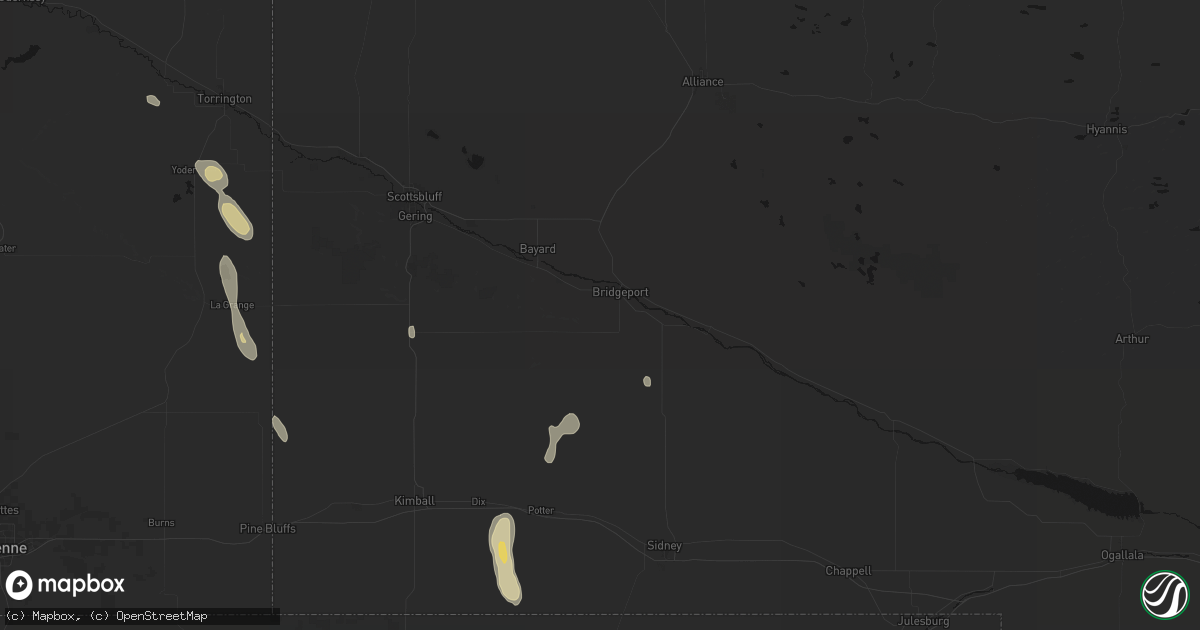 Hail map in Bridgeport, NE on May 29, 2026