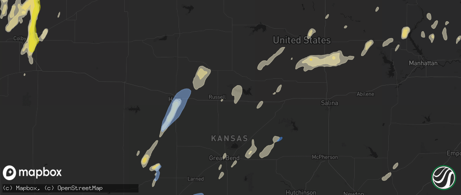 Hail map in Bunker Hill, KS on May 29, 2026