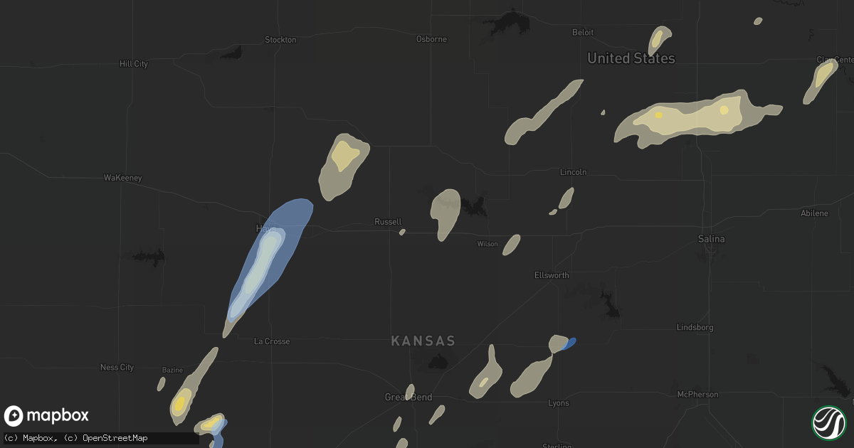 Hail map in Bunker Hill, KS on May 29, 2026