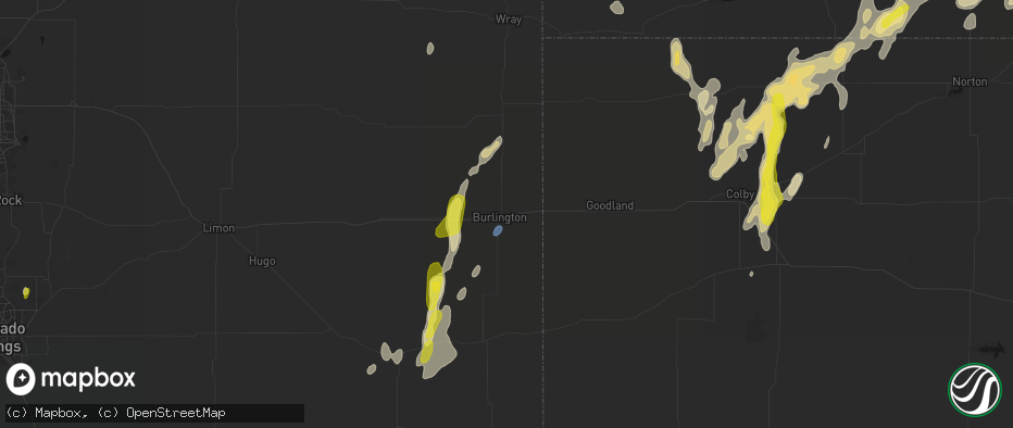 Hail map in Burlington, CO on May 29, 2026