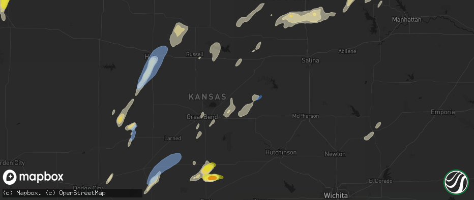 Hail map in Bushton, KS on May 29, 2026