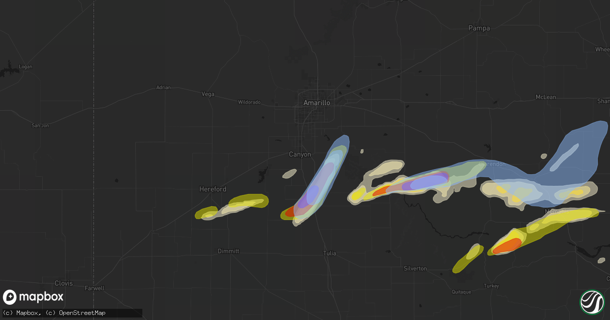 Hail map in Canyon, TX on May 29, 2026