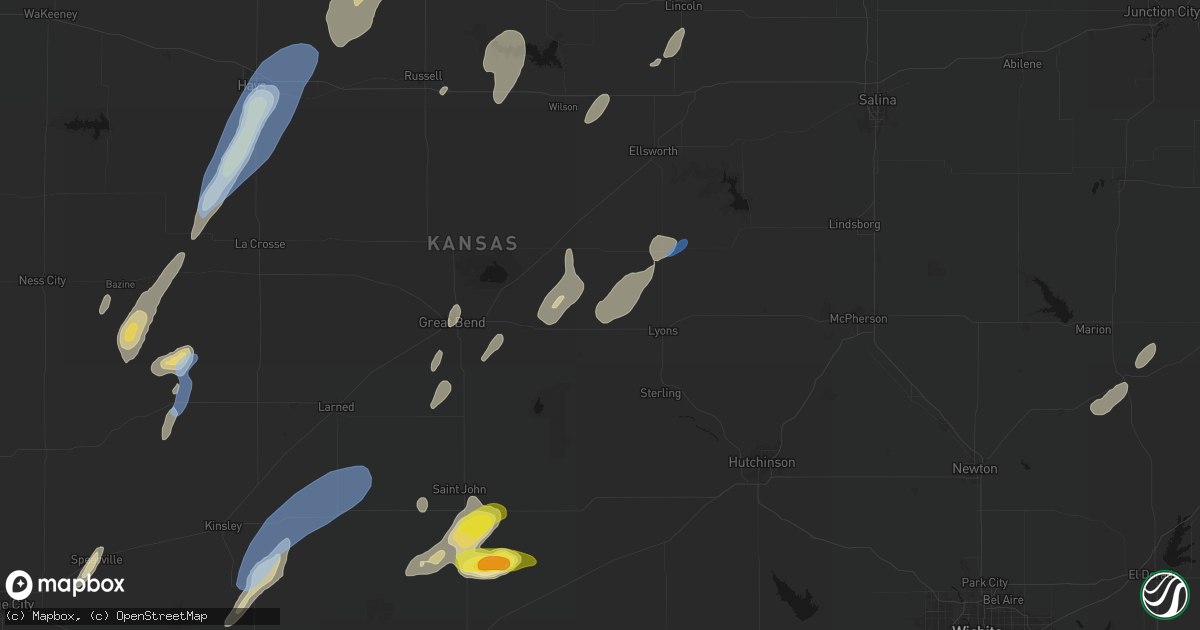 Hail map in Chase, KS on May 29, 2026