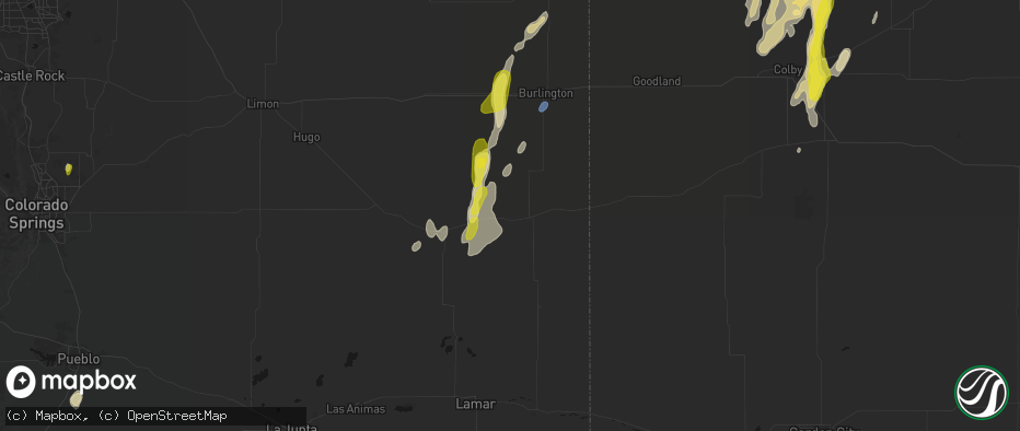 Hail map in Cheyenne Wells, CO on May 29, 2026