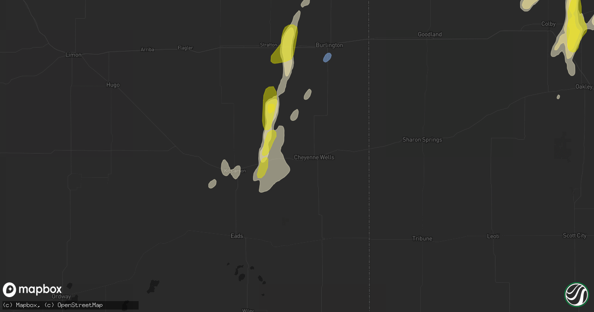 Hail map in Cheyenne Wells, CO on May 29, 2026