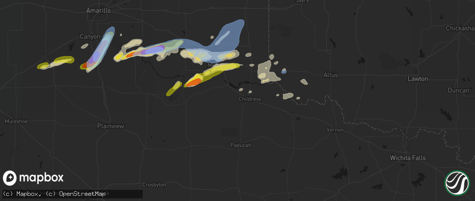 Hail map in Childress, TX on May 29, 2026