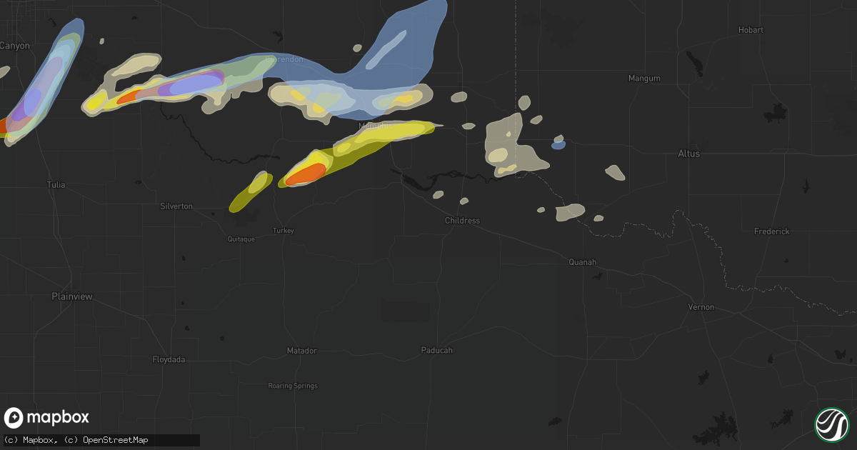 Hail map in Childress, TX on May 29, 2026