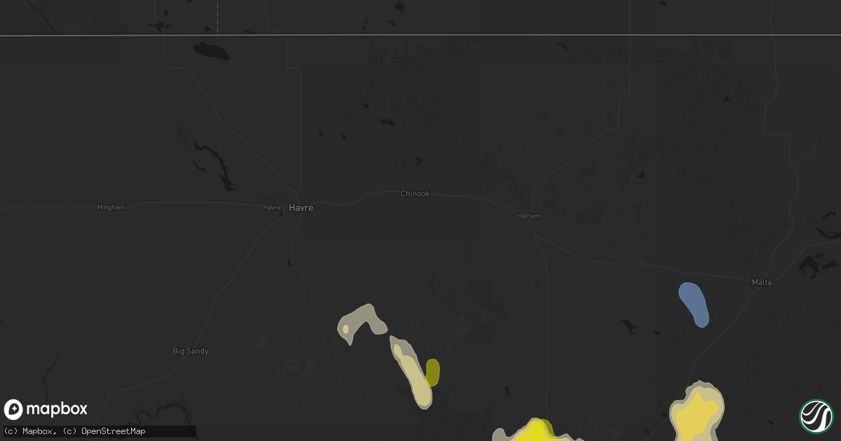 Hail map in Chinook, MT on May 29, 2026