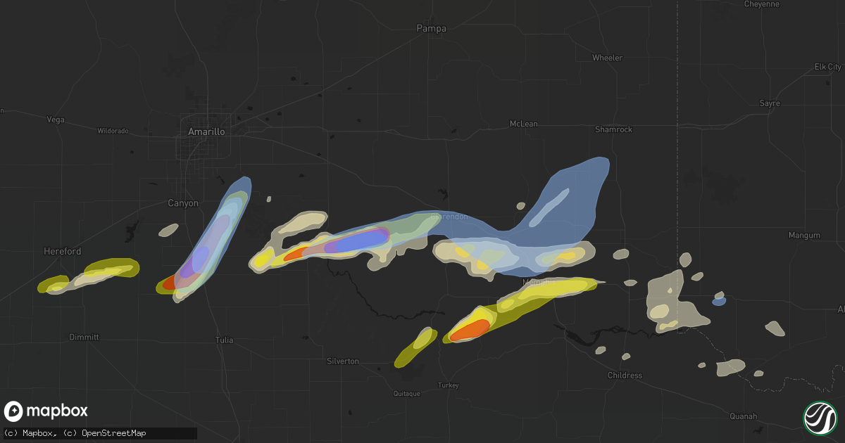 Hail map in Clarendon, TX on May 29, 2026
