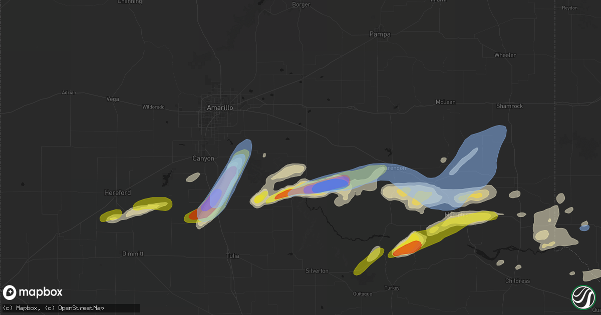 Hail map in Claude, TX on May 29, 2026