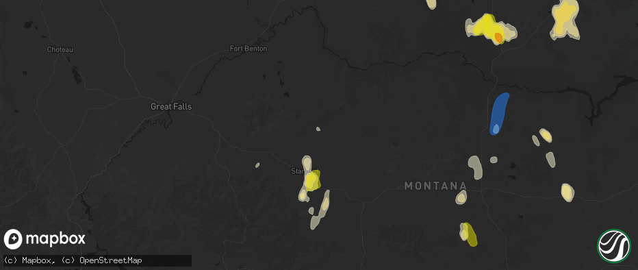 Hail map in Coffee Creek, MT on May 29, 2026