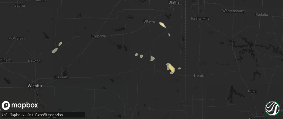 Hail map in Colony, KS on May 29, 2026