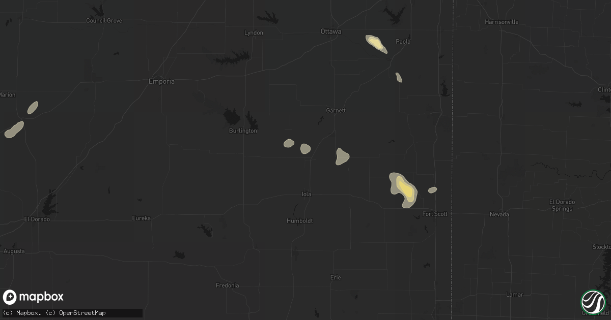 Hail map in Colony, KS on May 29, 2026
