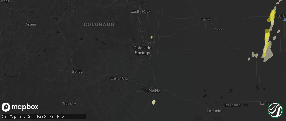 Hail map in Colorado Springs, CO on May 29, 2026