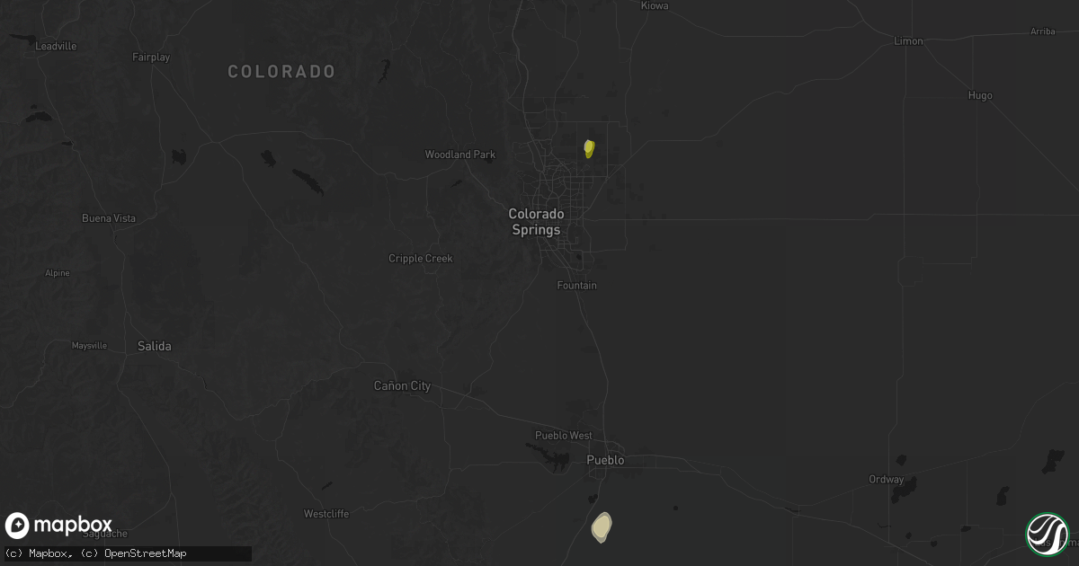 Hail map in Colorado Springs, CO on May 29, 2026