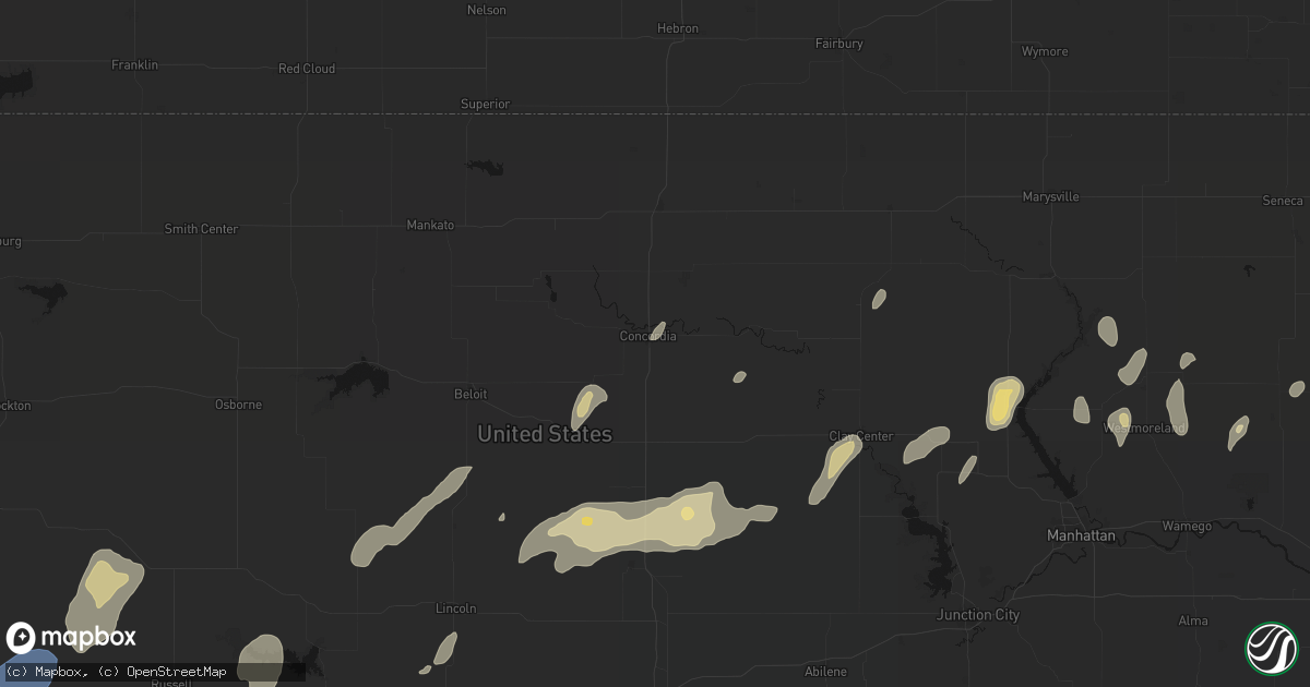 Hail map in Concordia, KS on May 29, 2026