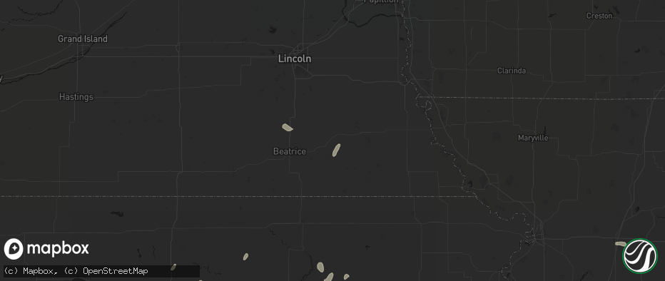 Hail map in Crab Orchard, NE on May 29, 2026